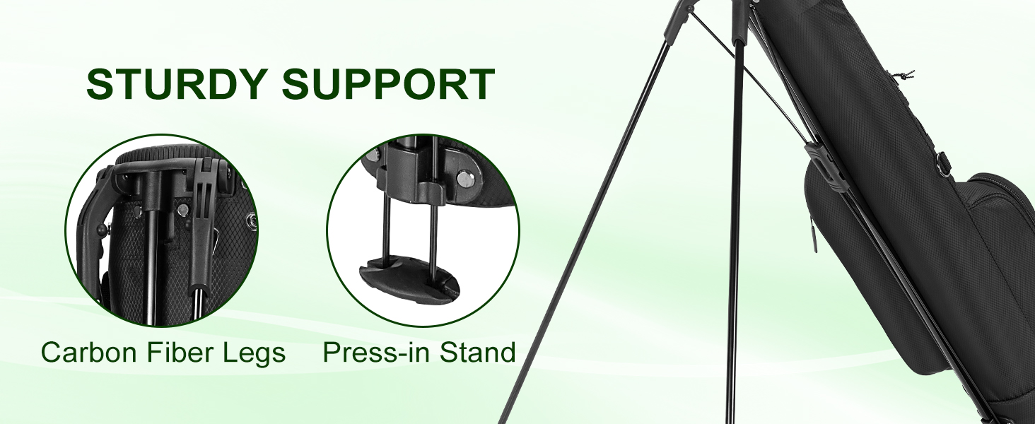 Чохол для гольф-клубів на 7 місць, компактний дизайн, легкий, з ергономічним ременем (Чорний)