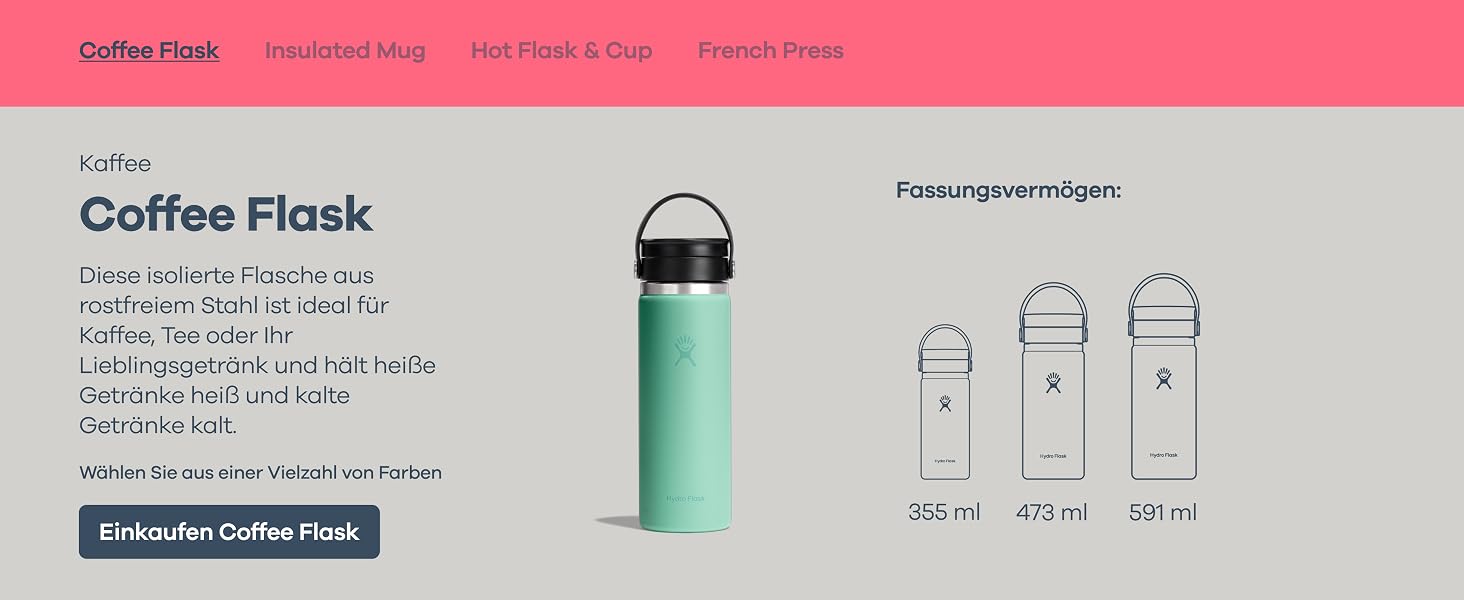 Термос Hydro Flask 473 мл з вакуумною ізоляцією зі сталі нержавіюючої, герметична кришка Flex Sip, для кави та напоїв, колір Agave