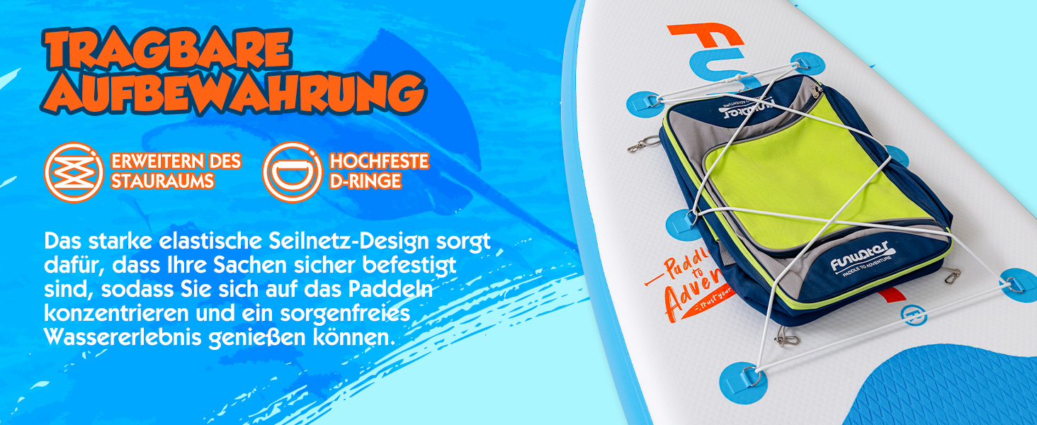 Надувне SUP-борд FunWater: комплект з аксесуарами (весло, насос, рюкзак, лінія, водонепроникний мішок)