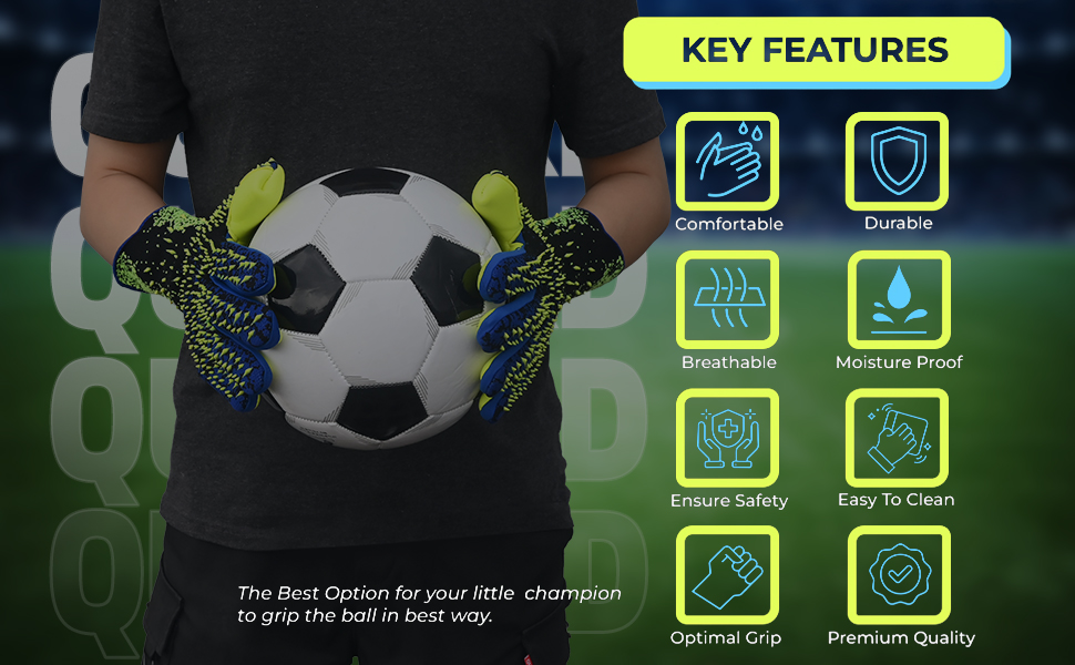 Футбольні воротарські рукавички Torwarthandschuhe: гарне зчеплення, розміри 6-10, для дітей, підлітків та дорослих, зелені
