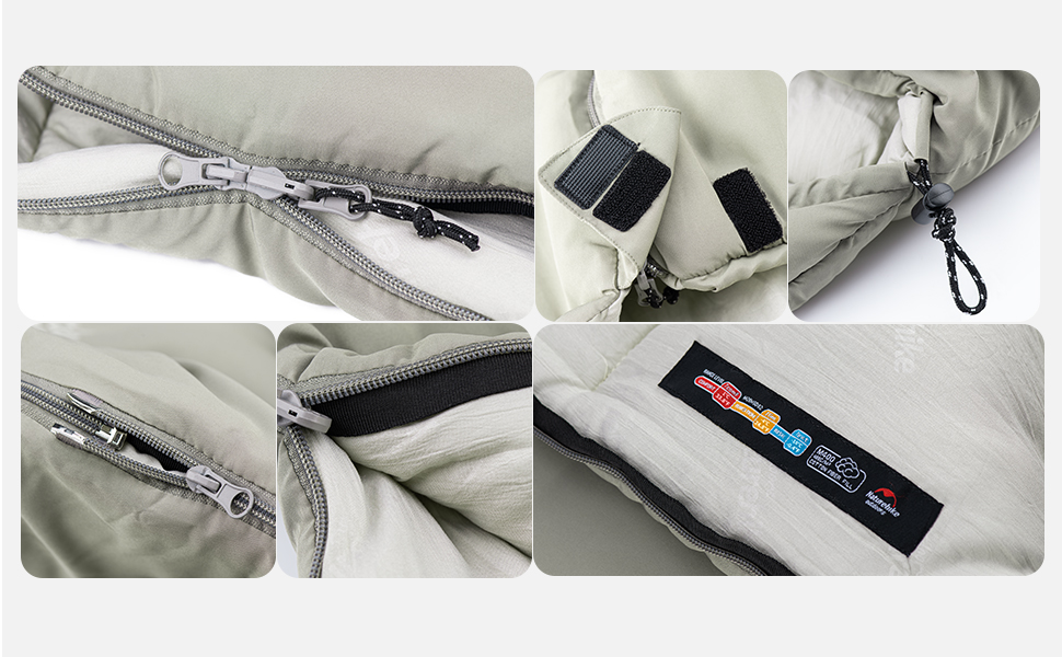 Спальний мішок Naturehike з бавовни з капюшоном, 3-сезонний, легкий, портативний, з'єднуваний, наповнювач M180/M300, високоякісна бавовна, колір 'Кіпінблотгрюн'