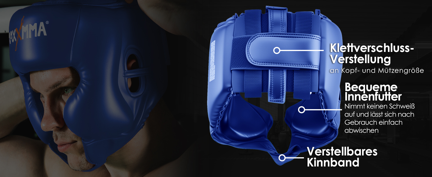 Захист голови MaxxMMA L/XL для боксу, ММА, кікбоксингу, карате, тхеквондо (блакитний)