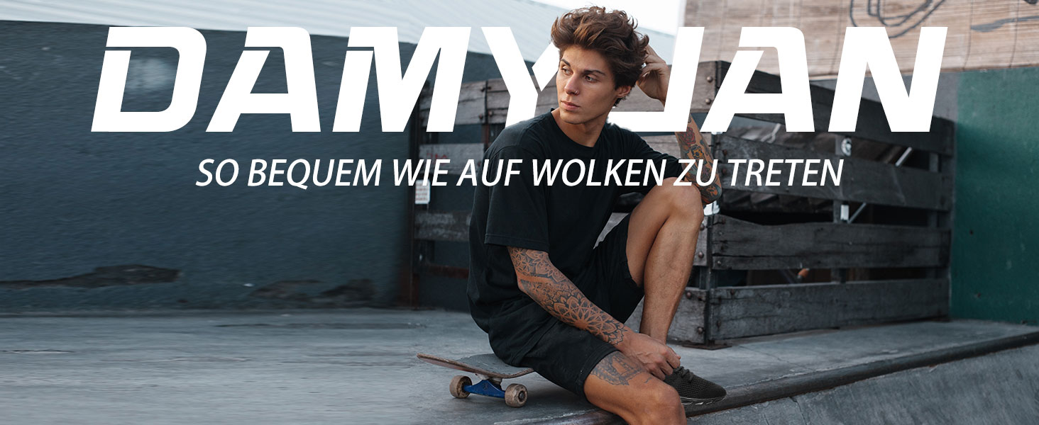 Чоловічі кросівки для бігу та занять спортом Damyuan. Легкі, дихаючі, чорного кольору, 43 EU. Підходять для бігу, тренувань, прогулянок та повсякденного носіння.