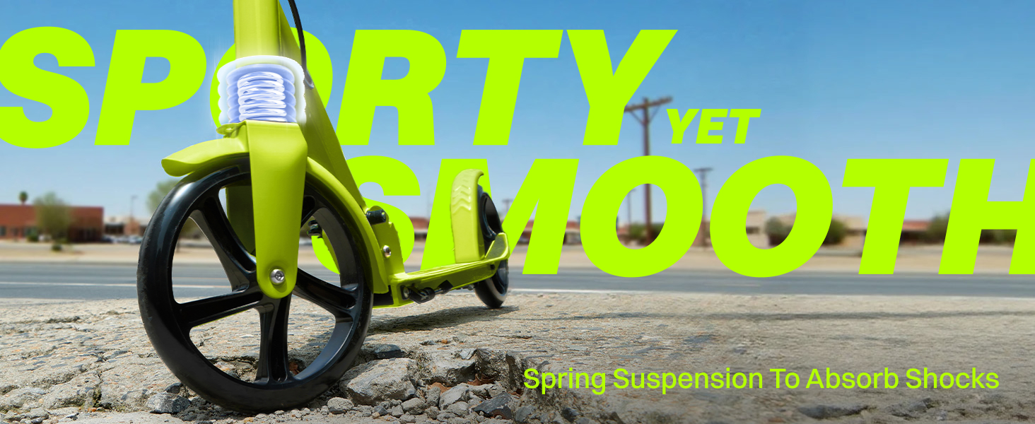 Тролетер ZIFFY для дітей та дорослих, 6-12 років, чорно-зелено-фіолетовий, колеса 200 мм, підшипники ABEC-9, амортизація, складний алюмінієвий каркас, регульований кермо 79-106 см, ручне гальмо, вантажопідйомність до 118 кг