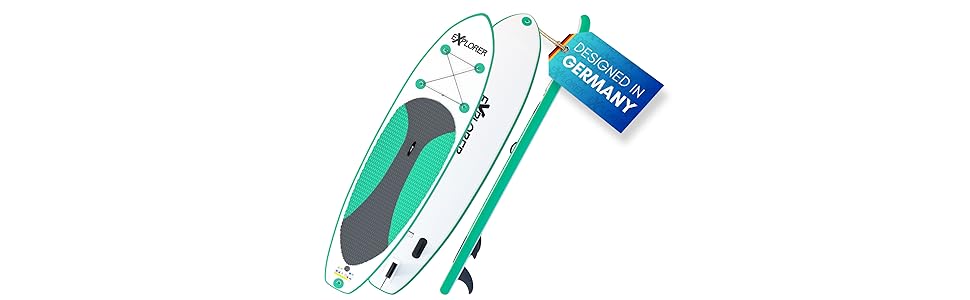 Дошка для веслування EXPLORER SUP Fusion Stand Up до 180 кг Повний комплект з алюмінієвим веслом, рюкзаком, насосом, плавником і набором патчів. (ВІНДСЕРФ-ТУРЕР 11.6)