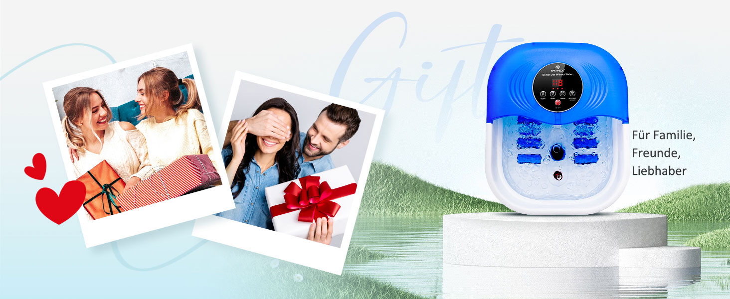 Ванночка для ніг з масажем та підігрівом, таймером – складана ванночка з бульбашками та пемзою, масажер для ніг з водою та 8 роликів – ідеальний подарунок (Блакитний)