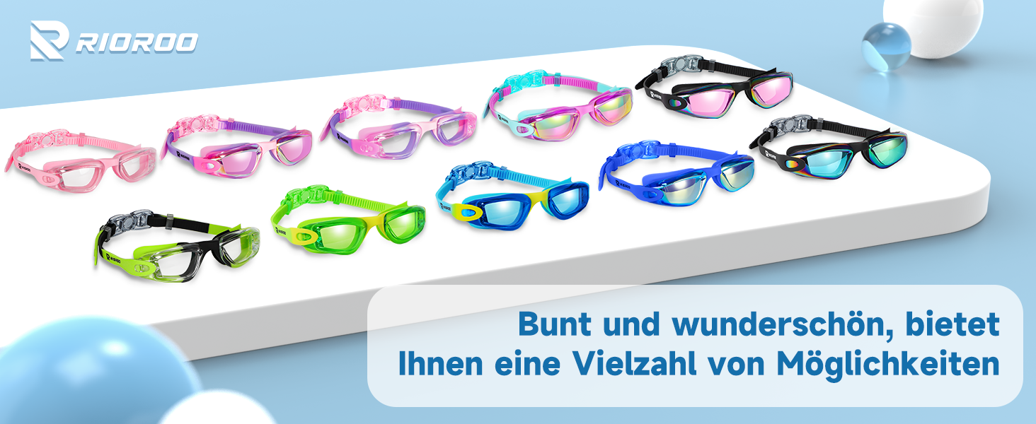 Дитячі окуляри для плавання RIOROO, Окуляри для плавання для дітей 6-14 років, молодші хлопчики, дівчатка, без протікання, Антизапотівання 100 захист від ультрафіолету, Антиблікові окуляри для плавання з безкоштовним захисним чохлом 06.