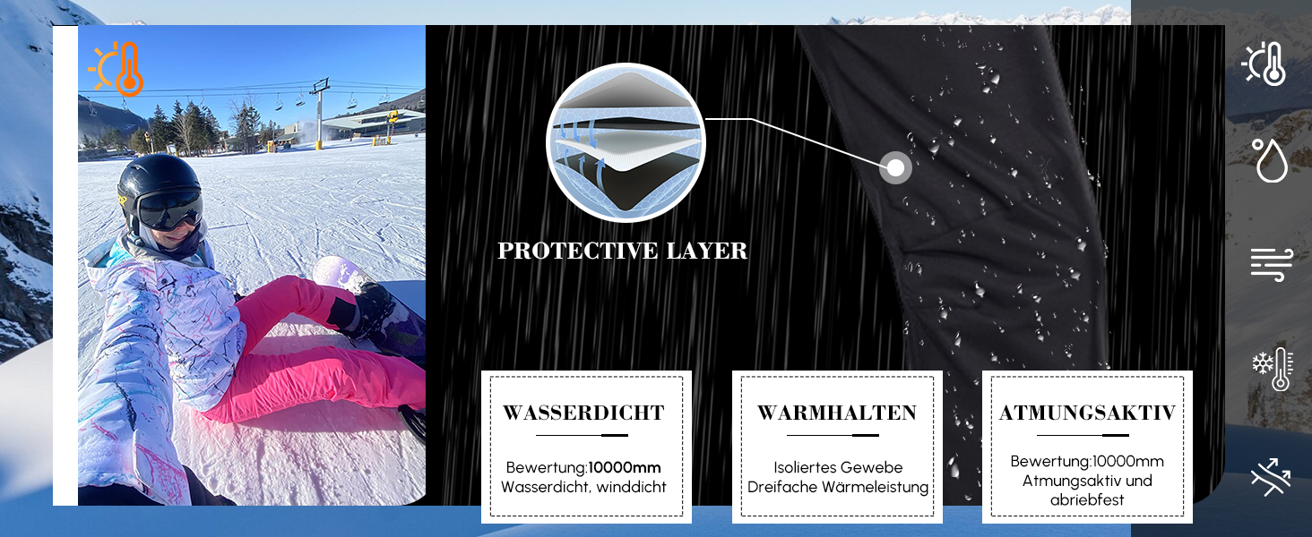 Штани для сноуборду та гірськолижного спорту ALSOGO: водонепроникні, вітронепроникні, з підтяжками, для жінок, зимові, знімні підтяжки, снігозахисний клапан, теплі, для активного відпочинку, синього кольору