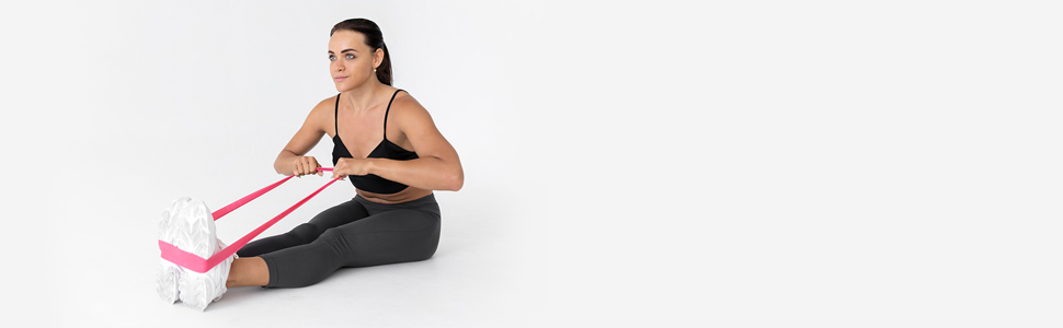 Набір еластичних стрічок для фітнесу Body & Mind® 5 шт. з різним опором, стрічки для тренувань, йоги, пілатесу та фітнесу; спортивні стрічки 100% латекс сірого кольору