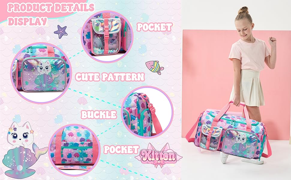 Дитяча спортивна сумка HTgroce з відділенням для взуття. Сумка для плавання, подорожей, дівчаткам. Колір: білий, серце. З баскетбольним дизайном.