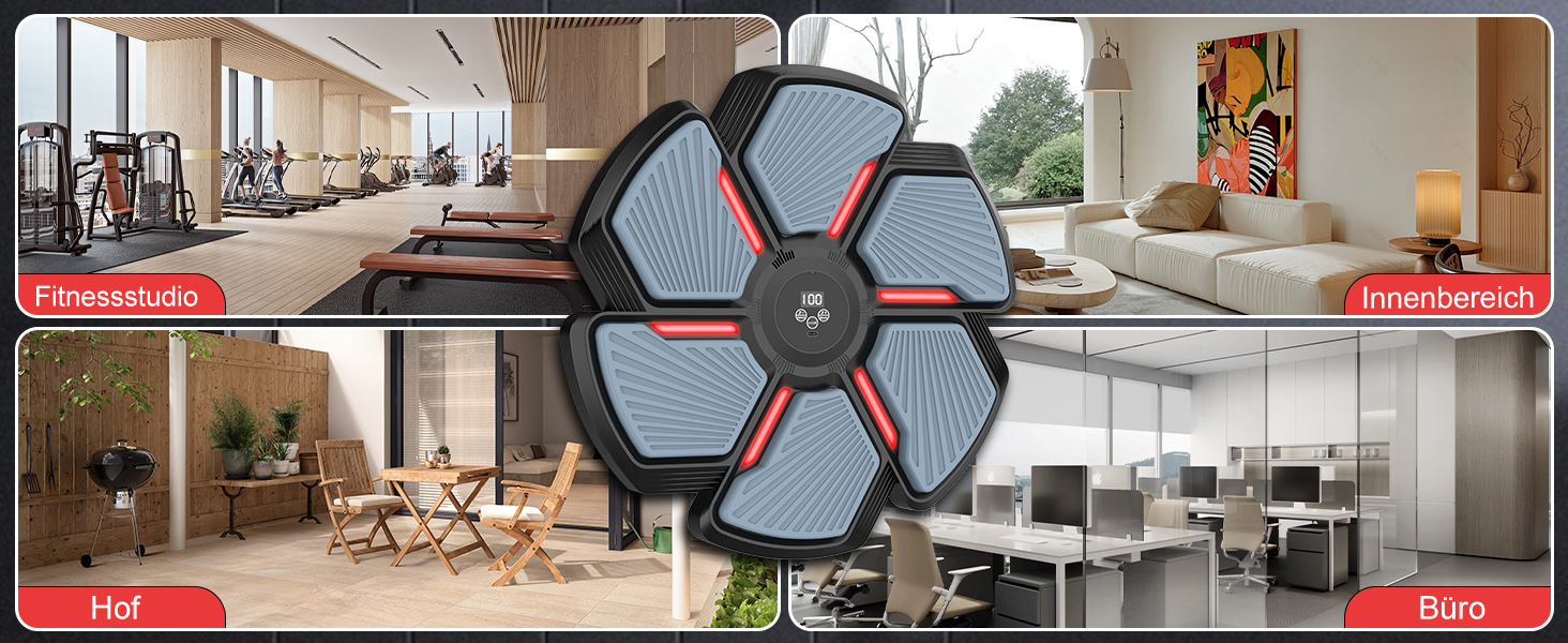 Музичний боксерський тренажер SWBSLL з рукавичками, LED-підсвіткою та Bluetooth, 9 швидкостей, 9 режимів, 30 рівнів гучності, для дорослих та дітей