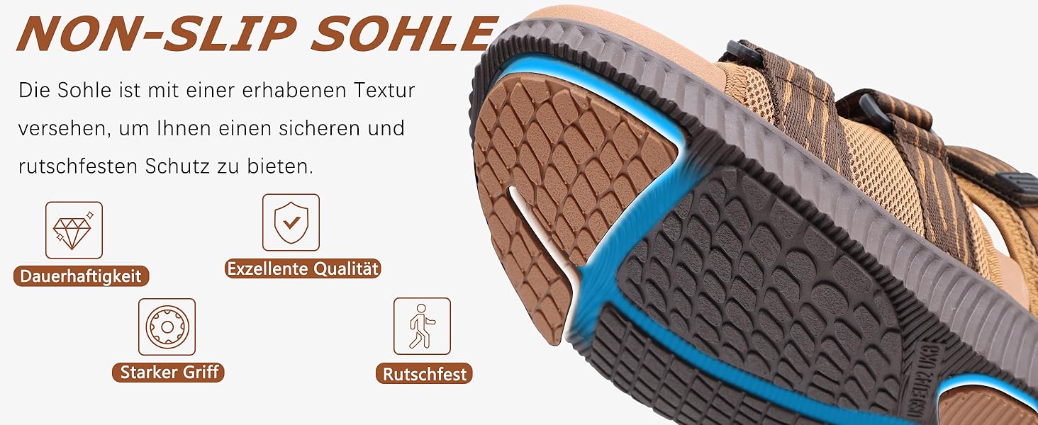 Чоловічі трекінгові сандалії KuaiLu: зручні, ортопедичні, для підтримки стопи при фасціїтусі, для активного відпочинку, літні, легкі, з відкритими пальцями, з регульованою застібкою-липучкою, розмір 48 EU, хакі-коричневі