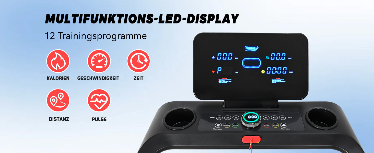 Бігова доріжка Novonova SY-T1507: 1-14 км/год, LED-дисплей, 12 програм, складаний