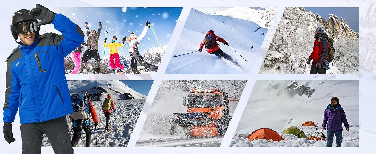 TACVASEN чоловіча зимова водонепроникна вітрозахисна куртка з флісовою підкладкою, теплий сноубордний/гірськолижний костюм з капюшоном, сірий XL