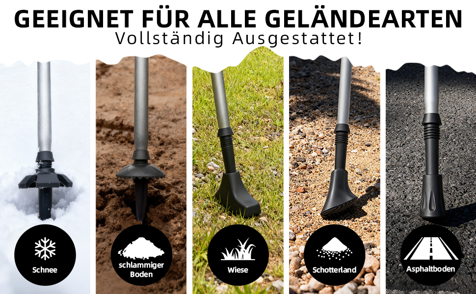 Складні трекінгові палиці | Телескопічні палиці для ходьби | Палиці для Nordic Walking та гірських походів | Алюміній, 115-135 см