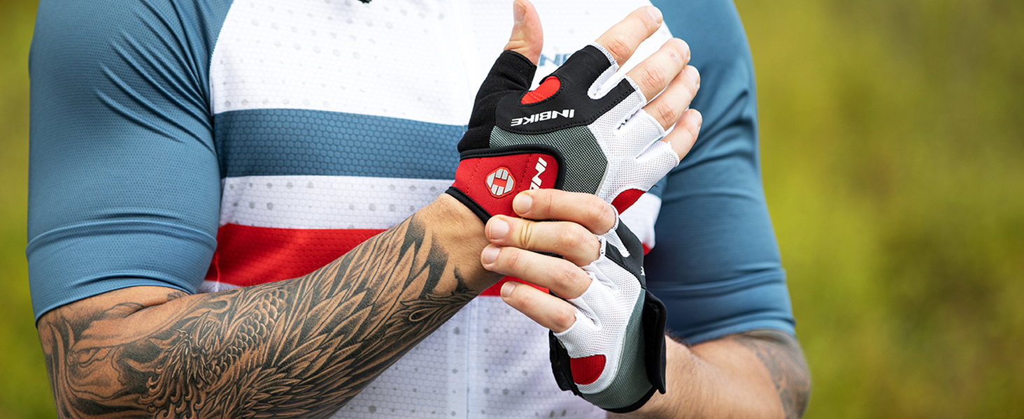 Велосипедні рукавички Inbike напівпальцеві гелеві дихаючі антиковзні амортизуючі для гірського велосипеда чоловічі жіночі літні для велоспорту MTB блакитні L