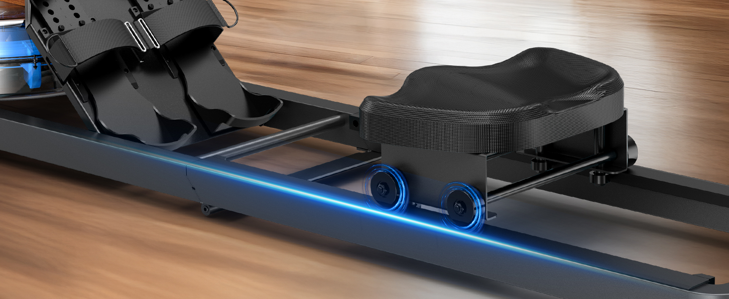 VOWVIT Весловий тренажер для дому з водним опором, складаний, з Bluetooth-дисплеєм, регульованим тримачем для планшета, до 160 кг, 2 роки гарантії, чорний