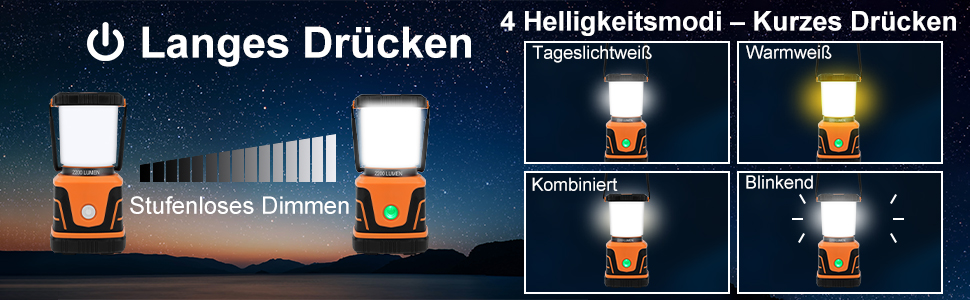 Ліхтар кемпінговий LED Flintronic 2200 Люмен, 6000mAh, 4 режими, димування, IP54, для кемпінгу, надзвичайних ситуацій, оранжевий