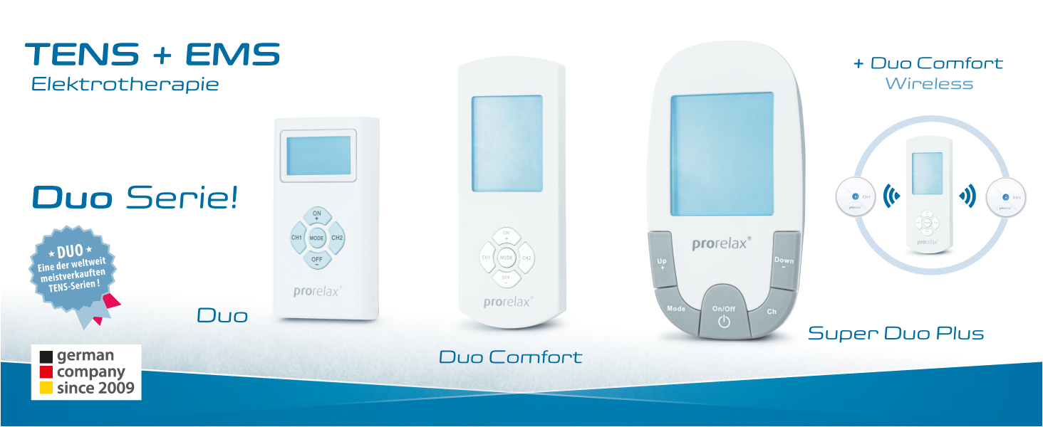 Prorelax TENS/EMS Duo: електростимулятор для терапії болю та м'язового росту | 2 терапії в одному пристрої