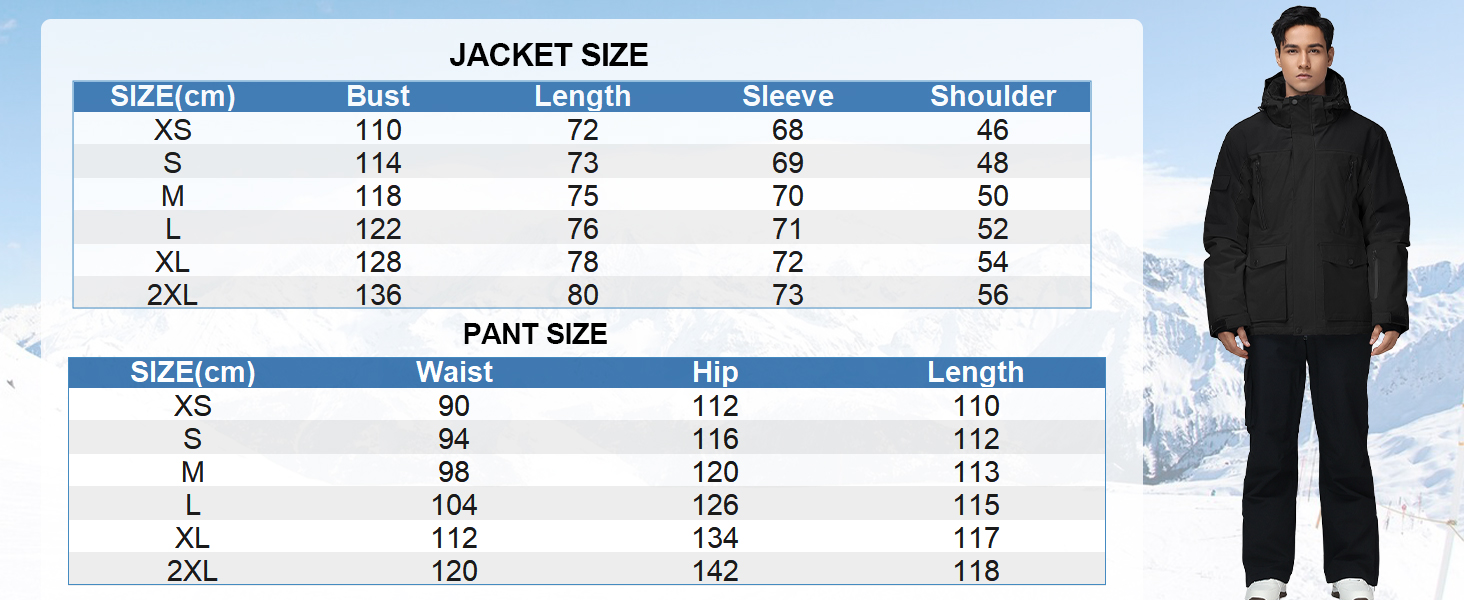 Комплект гірськолижний чоловічий HOTIAN: куртка та штани. Теплий, водонепроникний, вітронепроникний костюм для сноуборду та гірськолижного спорту. Розмір M. HB+BK