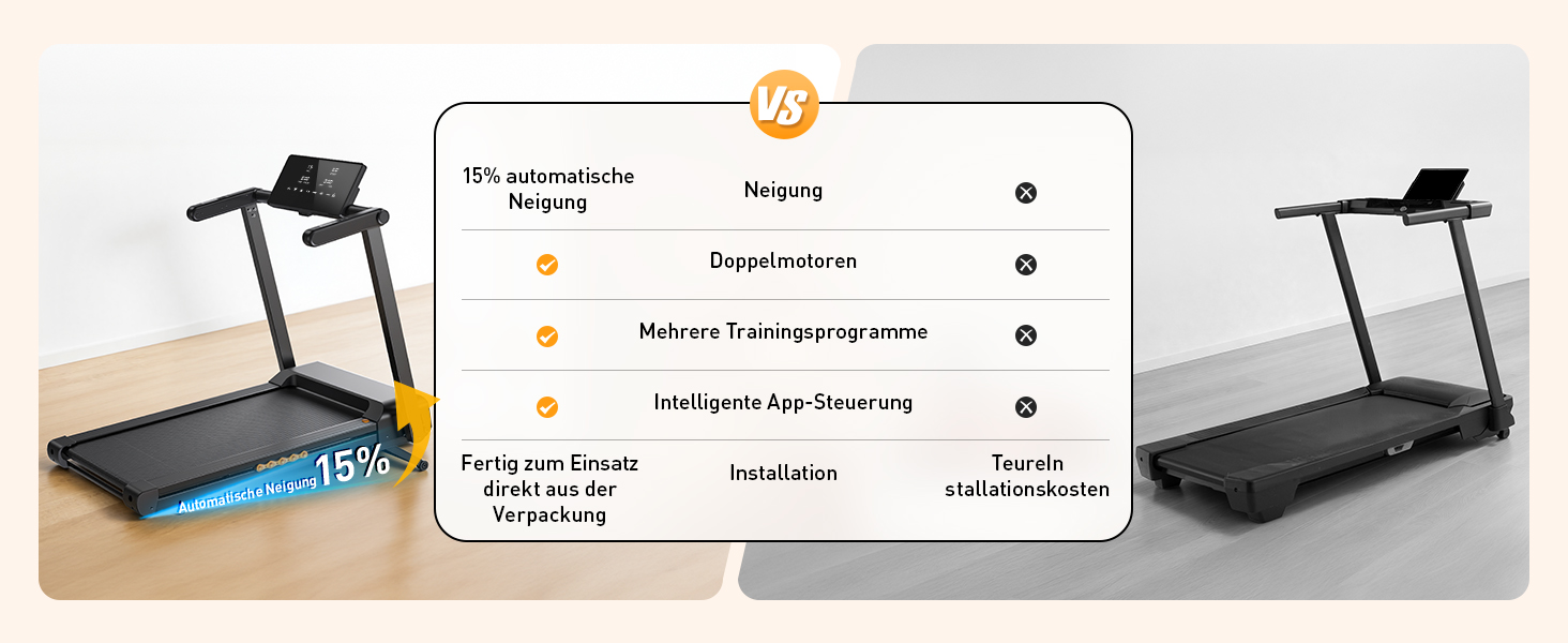 Складний біговий тренажер для дому з автоматичним нахилом 15%, потужність 3.5 PS, 12 програм HIIT, Smart App, швидкість 1-14 км/год, LED дисплей, вимірювання пульсу, вантажопідйомність 136 кг, чорний