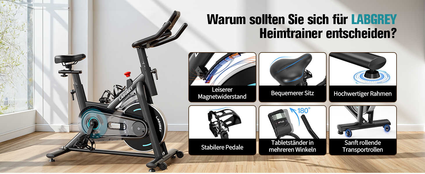 Стаціонарний велотренажер з магнітним опором, підтримкою додатків, тихим індоор-велосипедом для дому, LCD-дисплеєм, тримачем для планшету та зручним сидінням