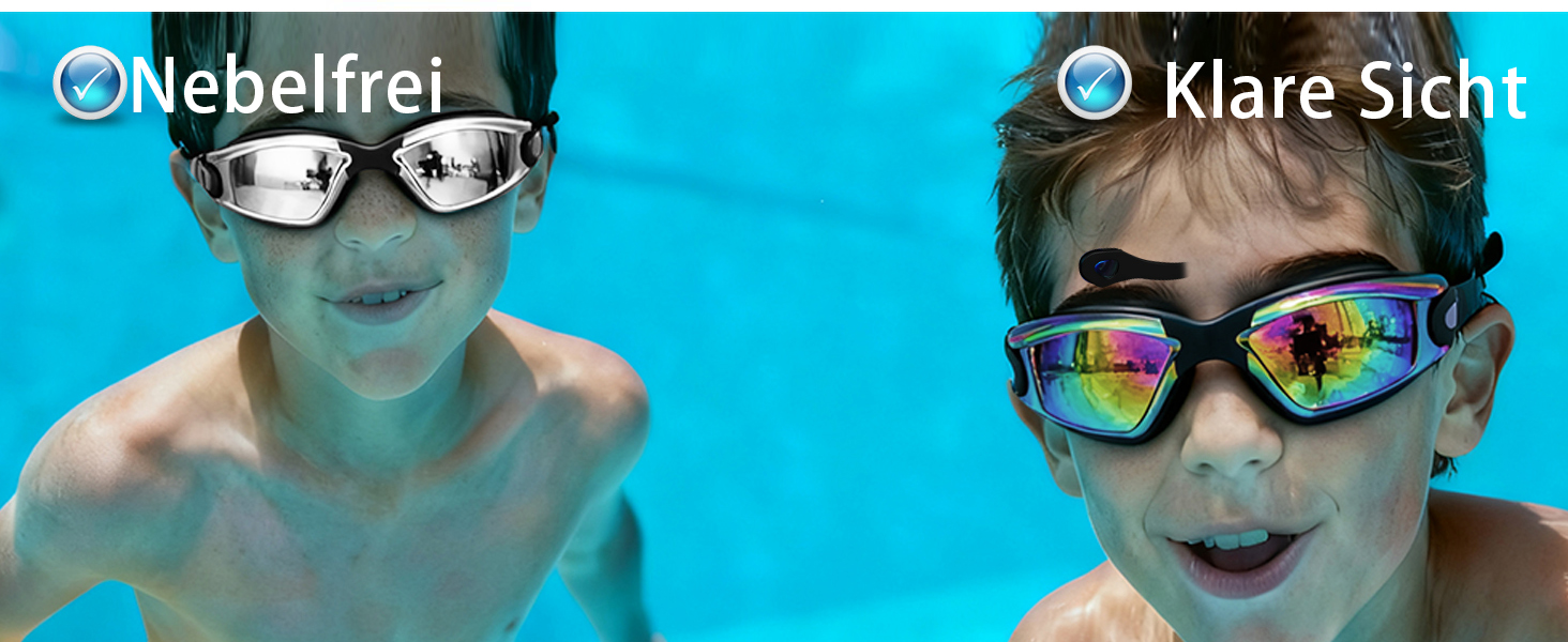 Окуляри для плавання для чоловіків, жінок та дітей, маска для дайвінгу для дітей 10 років і старше, захист від запотівання та UV-захист для дорослих, чоловіків, жінок та дитячі окуляри для плавання 10+ з дзеркальними лінзами Aqua&Klar (дзеркальні Aqua та дзеркальні срібні)