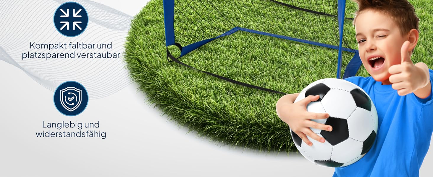 ArtSport Ворота для футболу Pop-up Goal Master - 2 шт. з аксесуарами - складані та готові до гри - 2 ворота для гри в приміщенні та на вулиці - футбольні ворота для дітей, колір: блакитний