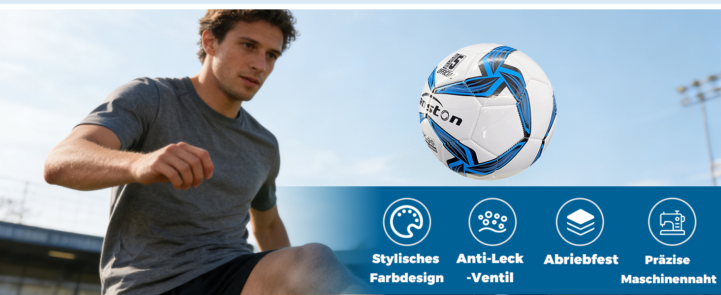 М'яч для футболу Senston, розмір 5, класичний з помпою для тренувань та уроків футболу (біло-червоний)