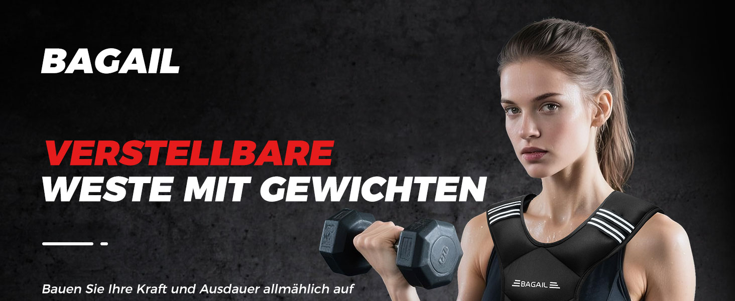 Вага для тренувань BAGAIL: регульована жилетка з відстібними вагами, 1.8-4.5 кг, чорна