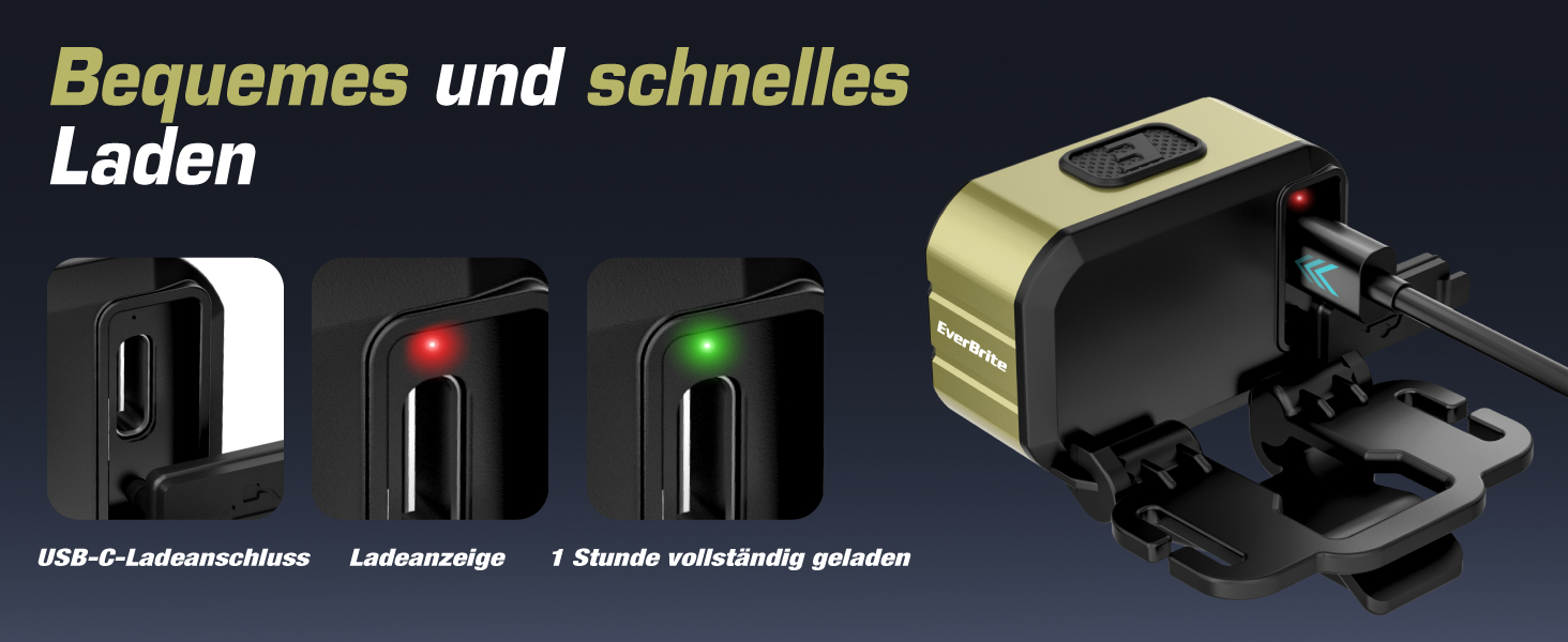 EverBrite LED налобний ліхтар: перезаряджуваний, 45г, IP67, 7 режимів, червоне та зелене світло для бігу, туризму, кемпінгу