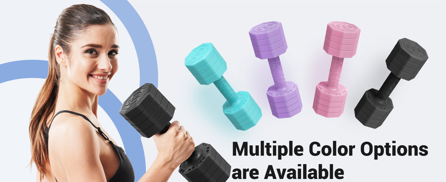 Набір гантелей Yoleo регульований 2/4 шт. для дому, 2 кг, 3 кг, 4 кг, 5 кг, з м'яким TPR-покриттям, для тренувань всього тіла, чорний