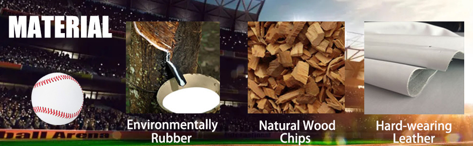 Професійні бейсбольні м'ячі 9 дюймів, ручної роботи, з дерев'яним/гумовим ядром для дорослих та юнаків (6 шт.)