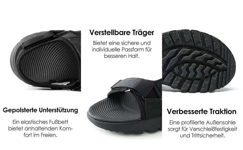 Жіночі спортивні сандалі DREAM PAIRS з комфортною устілкою, профільованою підошвою та регульованими ремінцями, чорного кольору, 39 EU