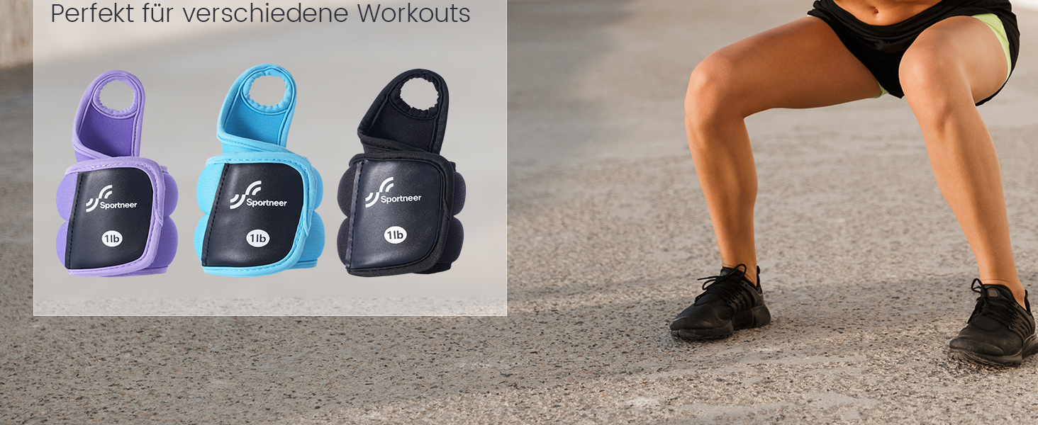 Набір вантажів для зап'ястя Sportneer (2 шт.) з петлями для великого пальця, синій