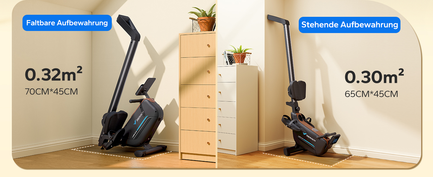 Гребний тренажер MERACH R15B2 для дому, складаний, з магнітним гальмом, тихий, з додатком, подовжені рейки, ручне регулювання