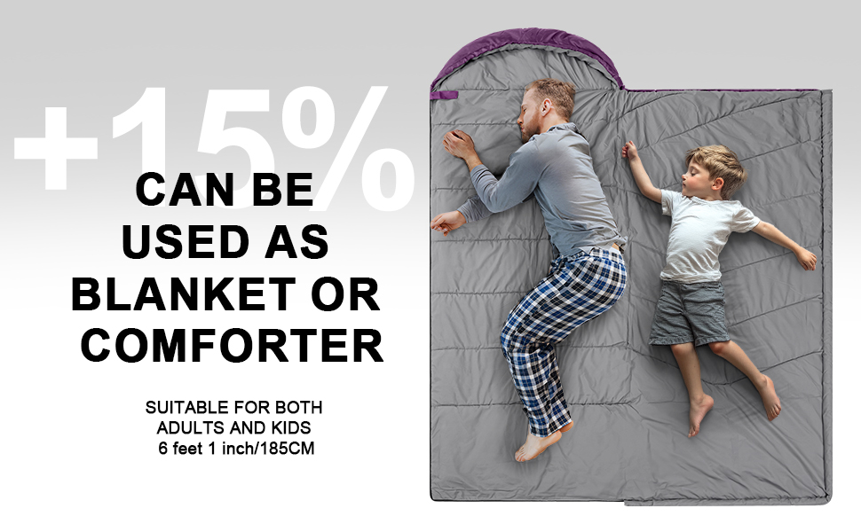 Спальний мішок для дорослих у холодну погоду, водонепроникний, легкий, для великих людей, з компресійним мішком, для кемпінгу, походів, відпочинку на природі та в приміщенні (1,8 кг, фіолетовий)