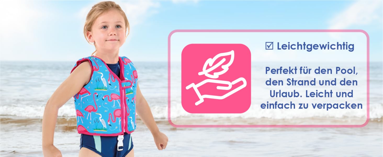 Дитячий жилет для плавання Go Swim Fab Flamingos L (3-6 років, 19-30 кг) з безкоштовною сумкою для плавання