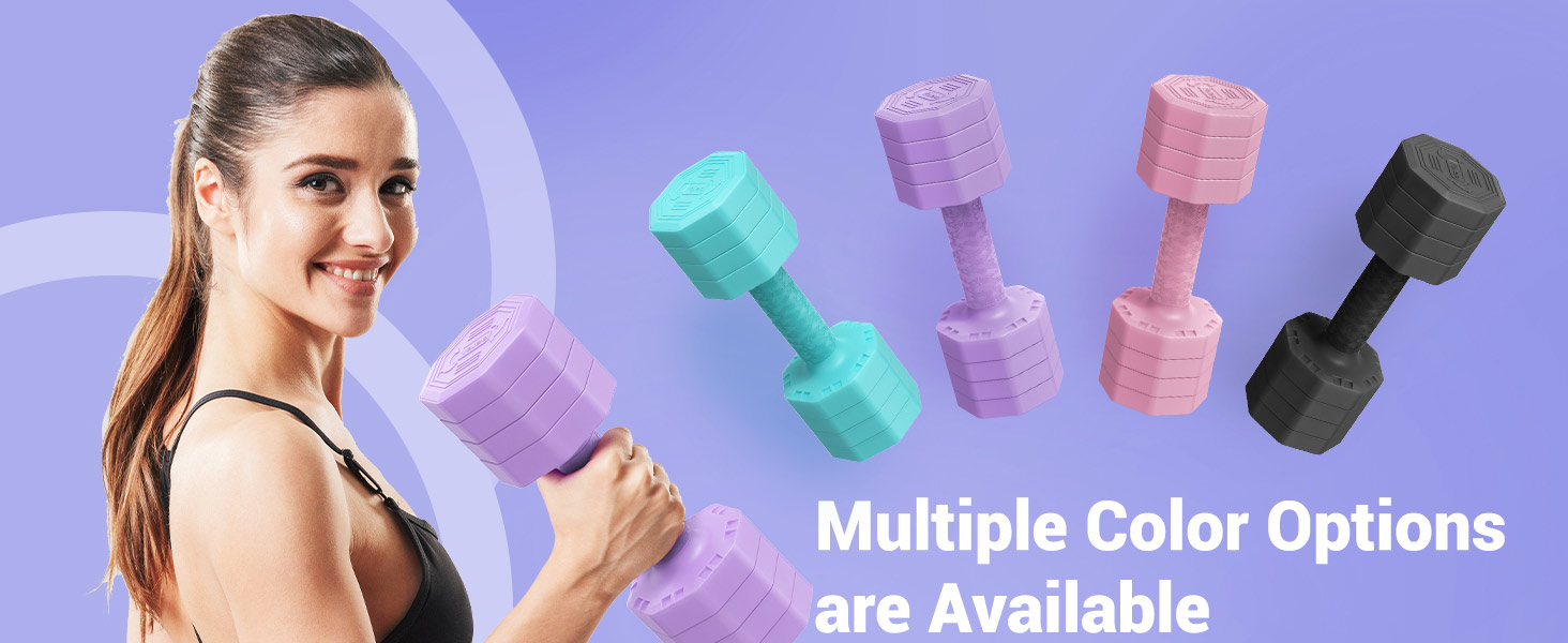 Набір гантелей Yoleo регульовані 2/4 шт. для дому, 2 кг, 3 кг, 4 кг, 5 кг, з м'яким TPR-покриттям, фіолетовий