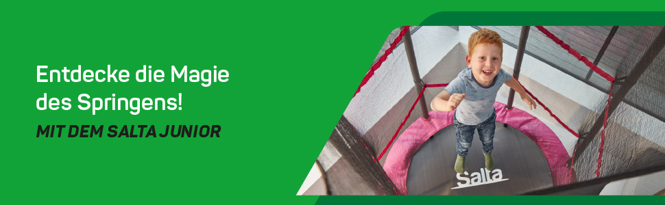 Батут дитячий Salta Junior Ø 140 см, чорний/рожевий, з сіткою, TÜV geprüft