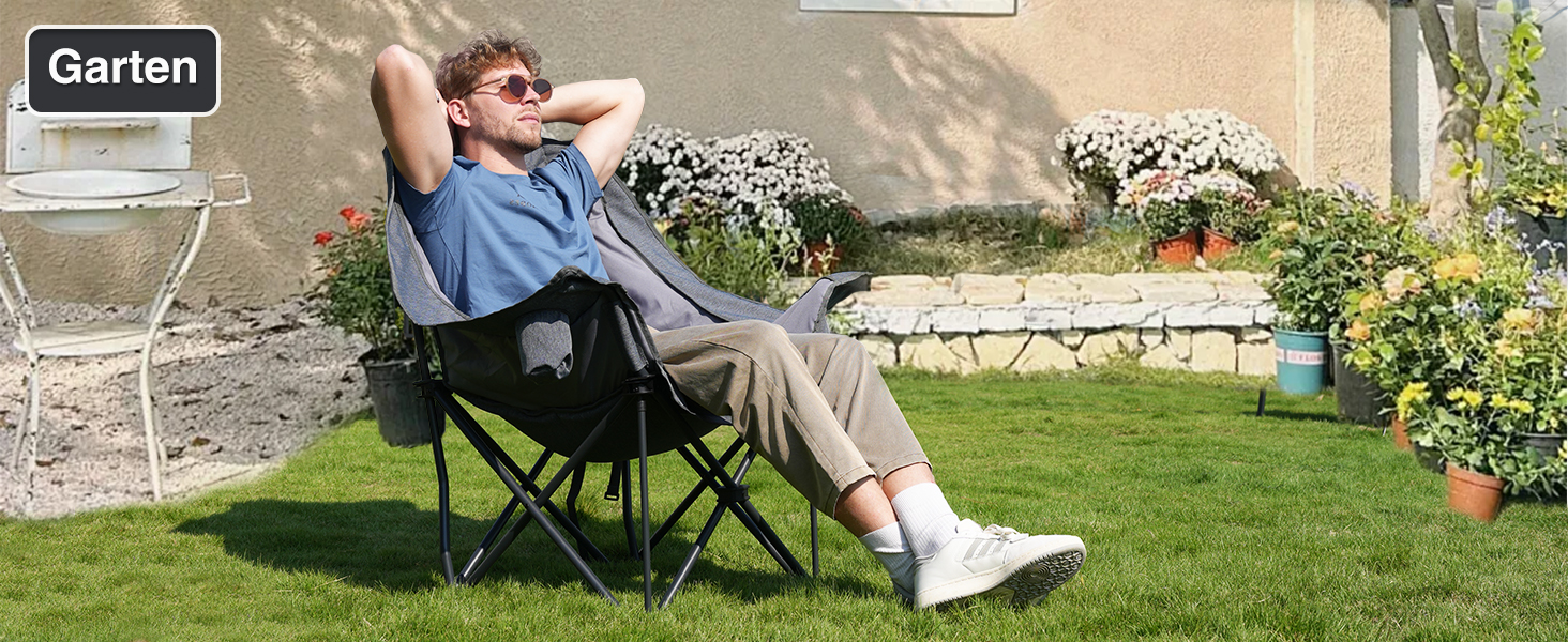 Великий складаний стілець для кемпінгу RELAX FIELD, сірий, до 227 кг, з підлокітниками