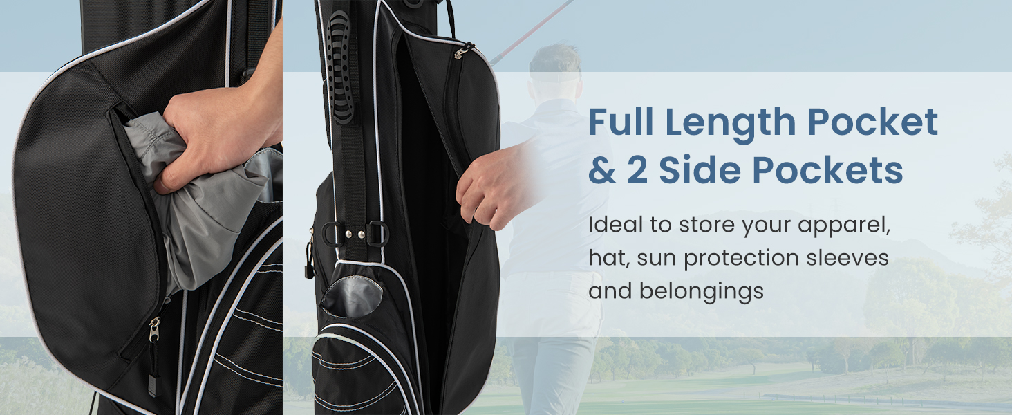 LIFEZEAL Гольф-сумка: портативна сумка для ключок з 4 перегородками, сумка-станд для гольфу з регульованим плечовим ременем, легка чорна сумка для чоловіків та жінок