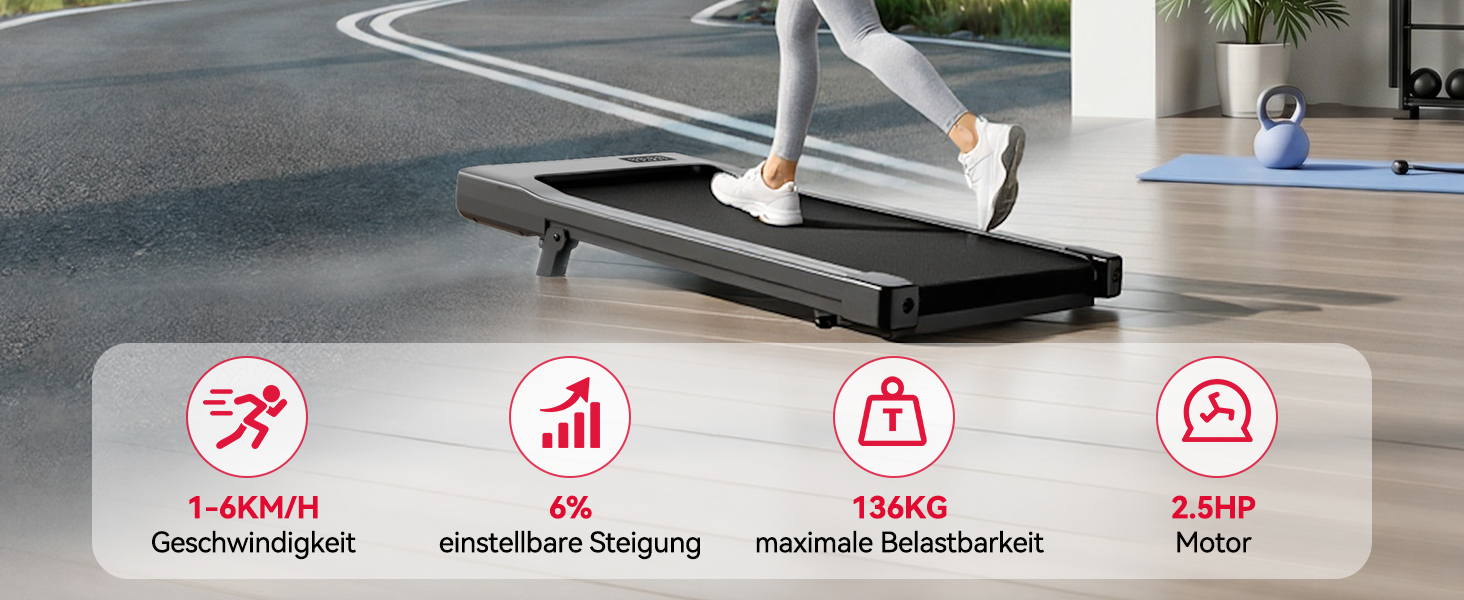 Бігова доріжка DeerRun Walking Pad з нахилом 6% для дому та офісу, компактний тренажер під стіл з LED-дисплеєм, керуванням через додаток та пультом, макс. навантаження 136 кг (Персиковий рожевий)