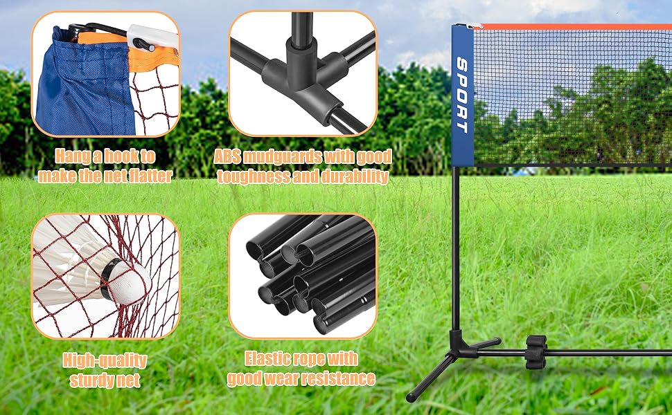 Набір для бадмінтону та піклболу AKOZLIN: регульована висота, сумка для перенесення, універсальне поле для бадмінтону, волейболу, тенісу, піклболу та футбольного тенісу