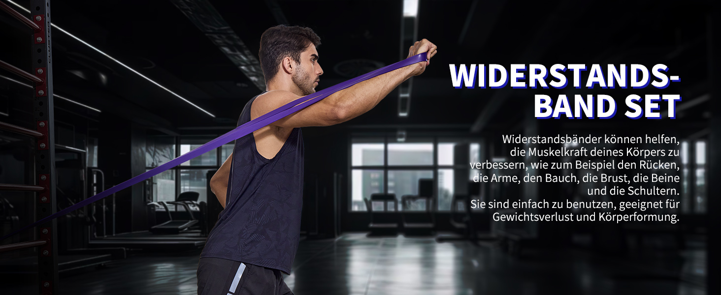 Набір допоміжних еластичних стрічок для підтягувань Klimmzug-Hilfsband-Set, для силових тренувань та формування тіла, фітнес-стрічки для чоловіків, вантажопідйомність 6.8–54 кг