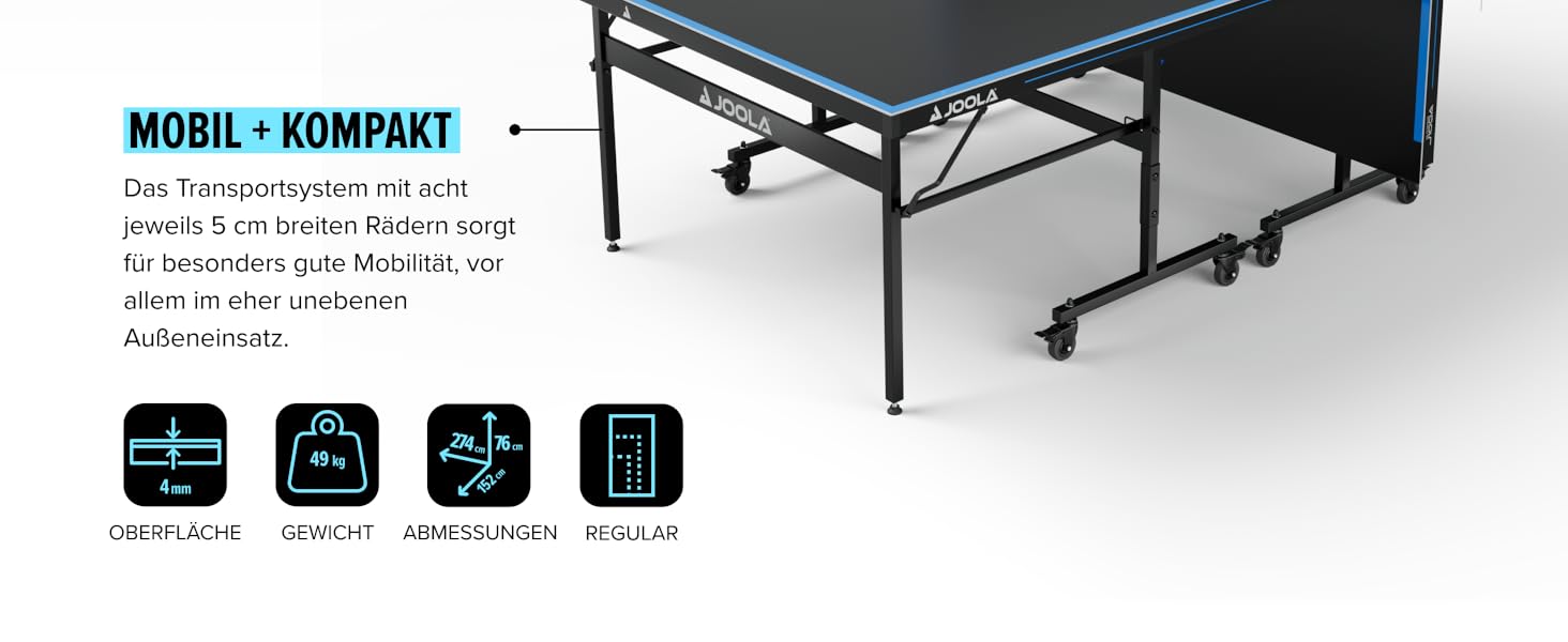 Стол для настільного тенісу JOOLA J100A OUTDOOR - професійний, розкладний, з алюмінієвою поверхнею, для гри на відкритому повітрі