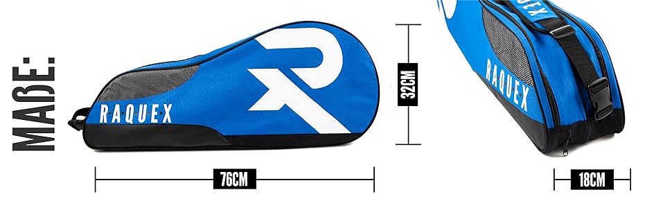 Сумка-ракетка Raquex для ракеток для тенісу, бадмінтону та сквошу. Тенісна сумка до 6 ракеток аксесуари спортивне взуття синя