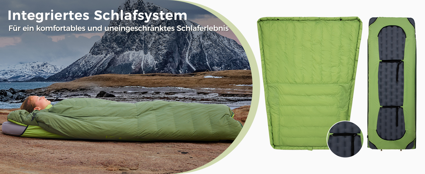 Спальний мішок ATEPA Ultraleicht Daunenschlafsack: Легкий, 3-сезонний (12°C/6°C/-1°C), Водовідштовхуючий, для кемпінгу, трекінгу та подорожей, з компресійним мішком