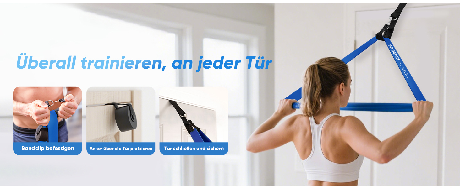 Набір еластичних стрічок FitBeast для фітнесу: 5 шт. з рукавичками та дверним кріпленням. Сила тренувань 5-125 LBS