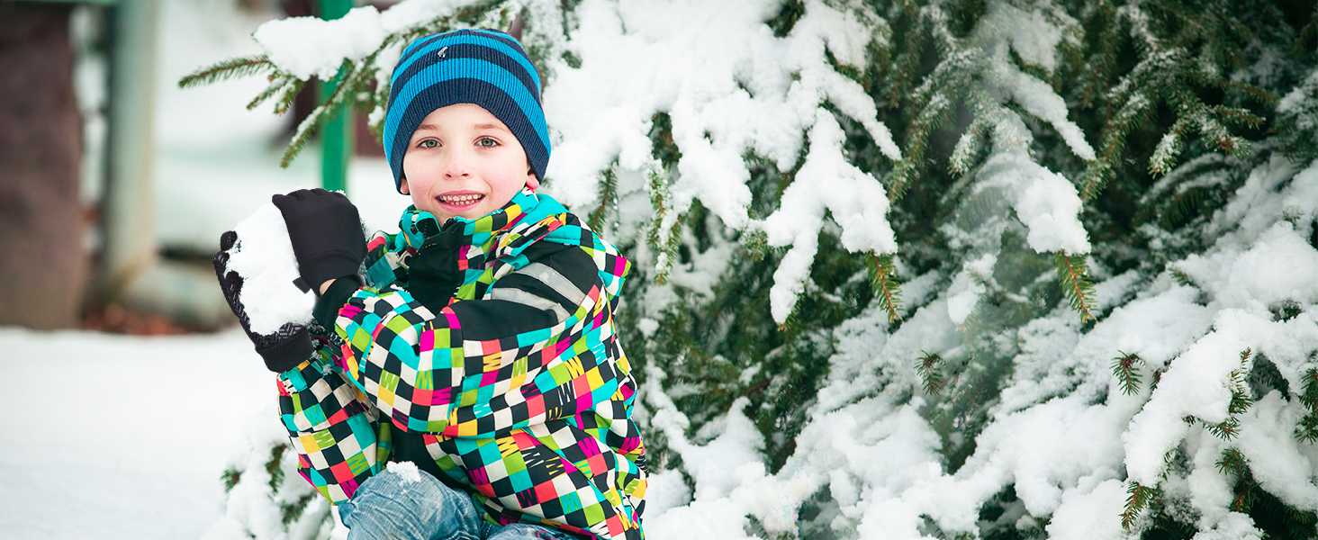 Дитячі зимові рукавички EEFOW з екраном: термо рукавички з флісу для велосипеда, бігу та прогулянок (для хлопчиків та дівчаток 4-12 років, чорний та синій, чорний та червоний)